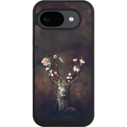 Nivocase Handyhülle für Google Pixel 10a Hülle NIVOpure Case Schwarz Blumen Rehe Rentier (Google Pixel 10a), Smartphone Hülle, Schwarz