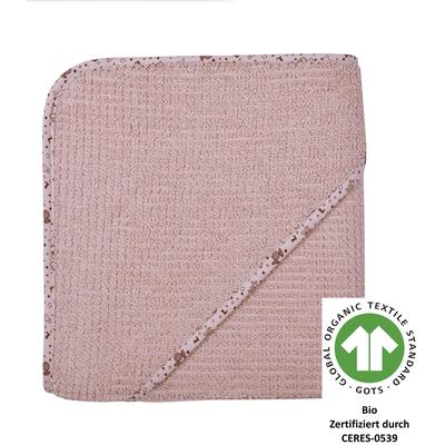 Kapuzenhandtuch WÖRNER "at home altrosa Kapuzenbadetuch 80/80", rosa (altrosa), B:80cm L:80cm, Frottee, Frottier, Handtücher, Biobaumwolle, Strick-Optik