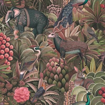 Graham & Brown Jungle Jamboree Damson Wallpaper