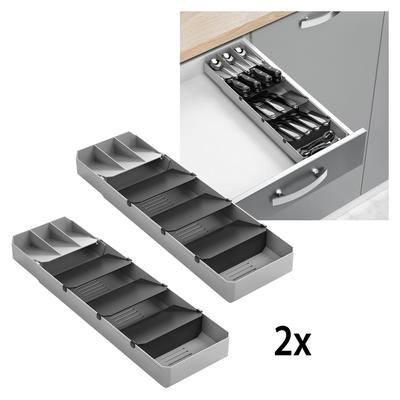 Schubladeneinsatz METALTEX, grau, B:15cm H:6cm T:40cm, Metall, Schubladeneinsätze, Schubladeneinsatz, ausziehbar, für bis zu 90 Besteckteile