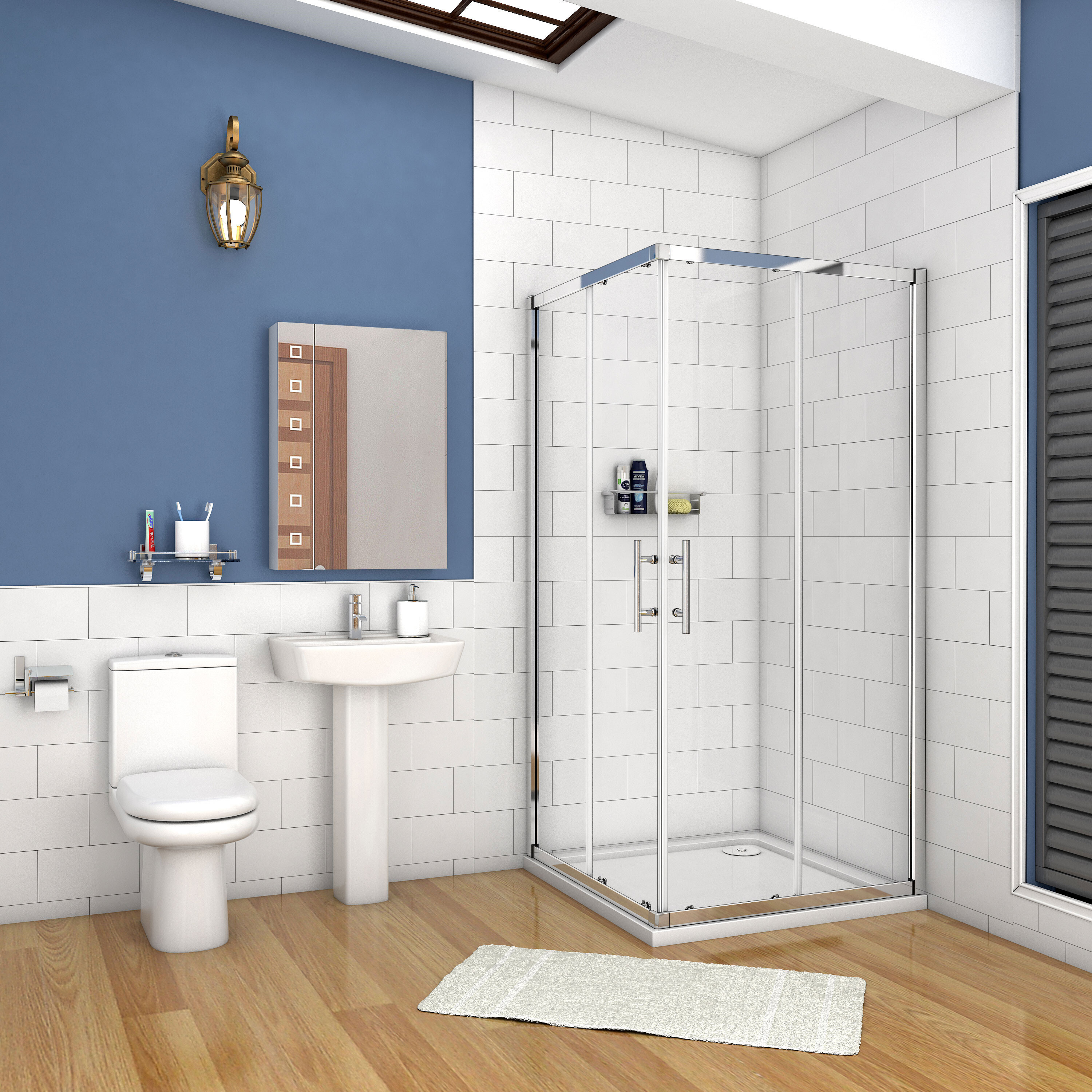 110X110cm Duschabtrennung Schiebetür 6mm NANO-ESG Dusche Duschkabine Eckeinstieg Höhe 195cm Duschtür