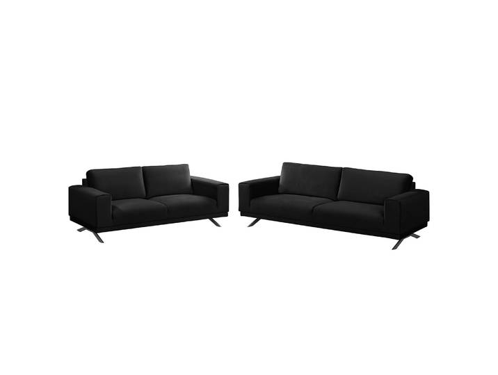 Polstergarnitur Lorcy 3-2 Schwarz/Anthrazit Webstoff Glamour