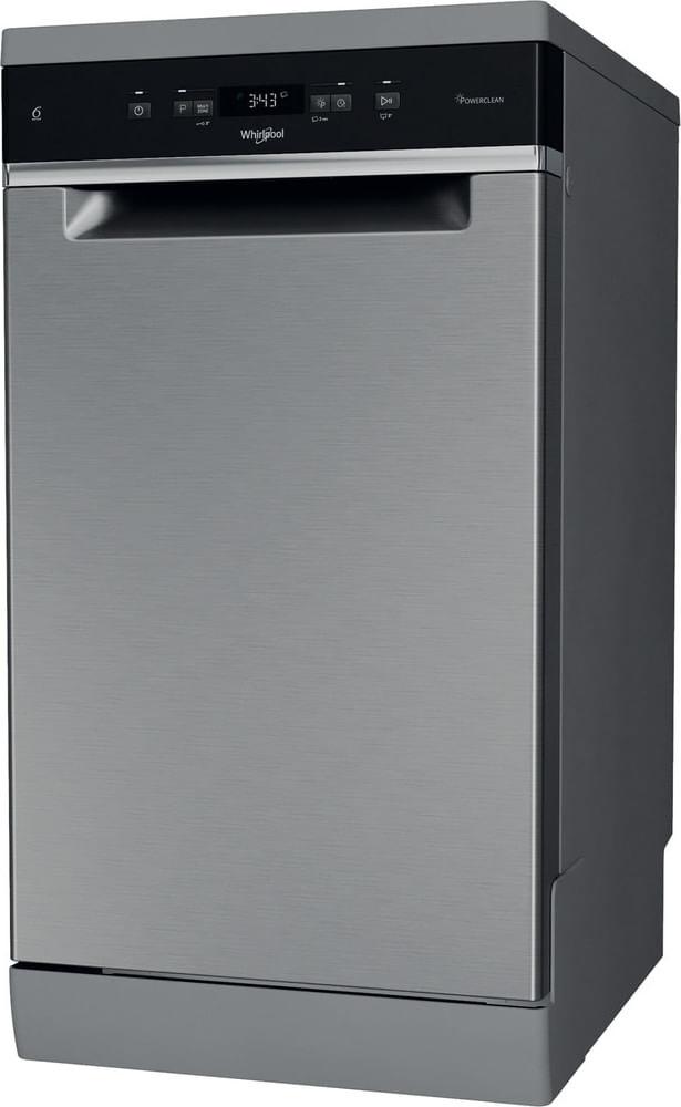 Whirlpool WH4FD11CS7A0X, Freistehend, Single (45 cm breit), Edelstahl, Schwarz, Tasten, 1,3 m