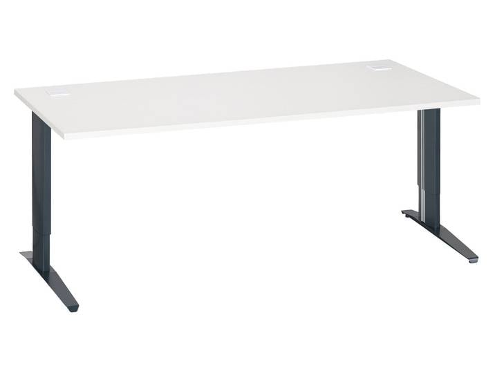 Bureau droit Excellens L 180 cm blanc réglable en hauteur piétement métal anthracite - - Bruneau