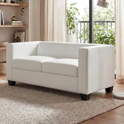 2er Sofa Lille, Kunstleder ~ weiß