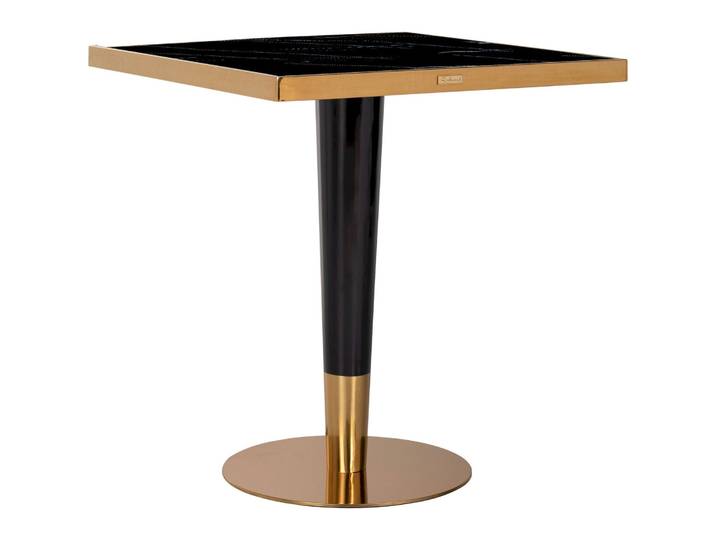 Table A Diner Can Roca Square 70x70 - Noir Sur Piètement Or Et Noir
