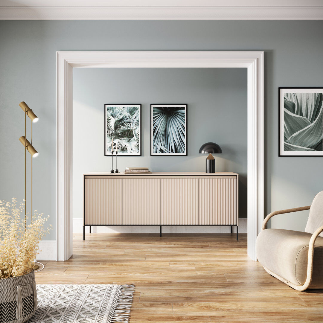 Brayden Studio Alv 193cm Sideboard Sand Beige/Black 83cm H X 193cm W X 40cm D