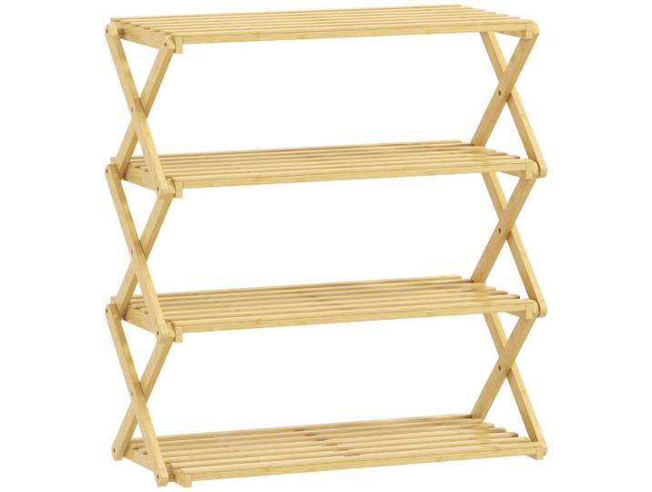 Jamb Schuhregal Ourense Sur Natur Bambus 60/29/67 cm, Hellbraun, Holz, 60x67x29 cm, Garderobe, Schuhaufbewahrung, Schuhregale