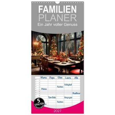 Familienplaner 2027 - Ein Jahr voller Genuss mit 5 Spalten (Wandkalender, 21 x 45 cm) CALVENDO