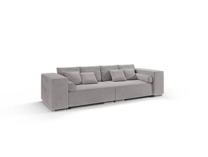 S-Style Möbel Freiham Sofa 5-Sitzer Mit Schlaffunktion für Wohnzimmer Couch Aus Mikrofasern Möbel Freistehende Polster Sofas & Couches Couchgarnitur Silber 290 x 110 x 80 cm