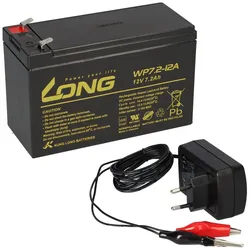 Kung Long AGM Akku 12V 7,2Ah mit Ladegerät – Faston 6,3 mm