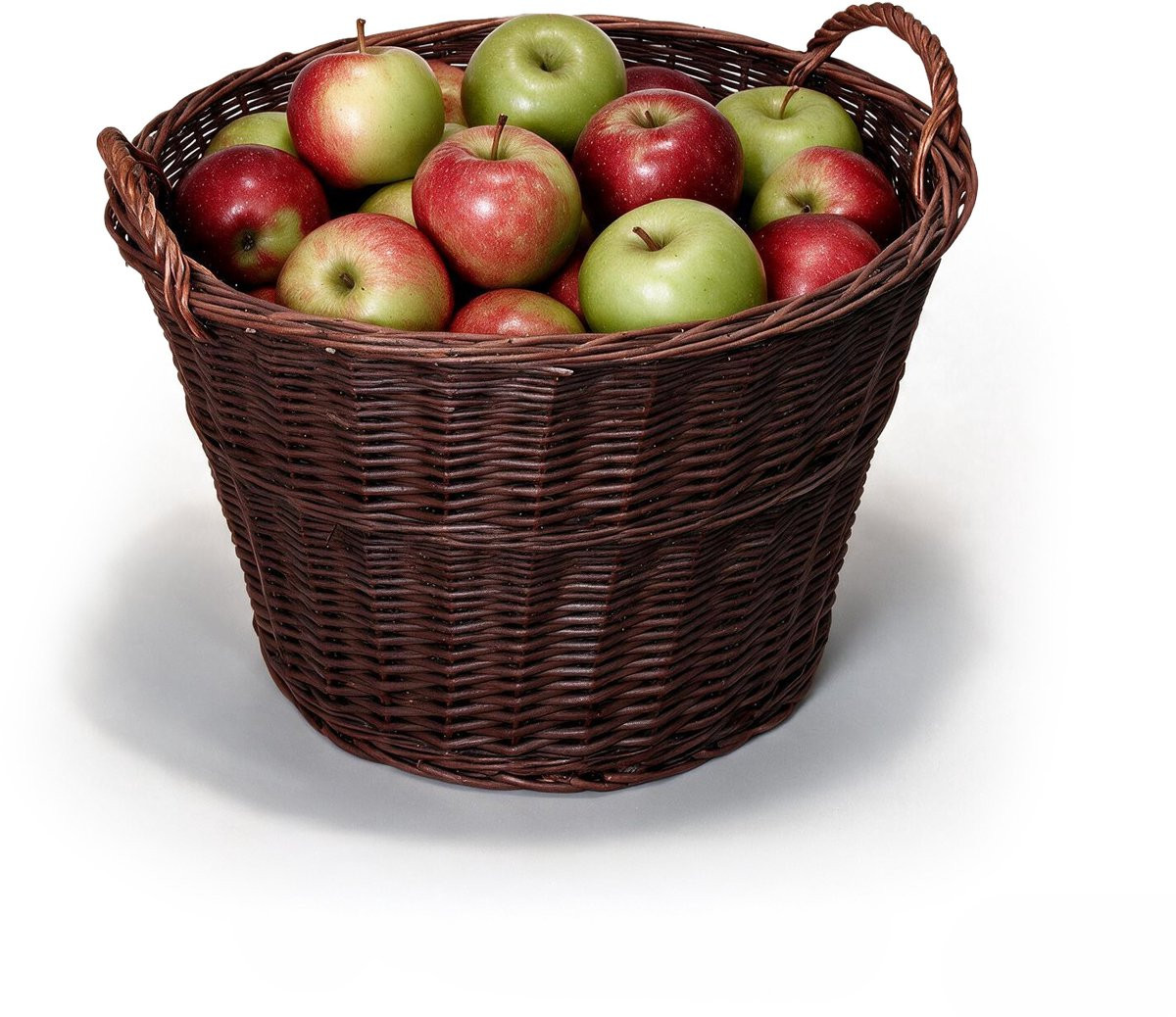 BOGATECO Ronde Rieten Mand met Handvatten, Donkerbruin, Diameter: 60 cm – Decoratieve Opbergmand voor Fruit, Groente en Huishouden