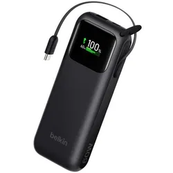 Belkin UltraCharge Smart Display Powerbank 11.000mAh, PD60 W, mit einziehbarem USB-C-Kabel, schwarz
