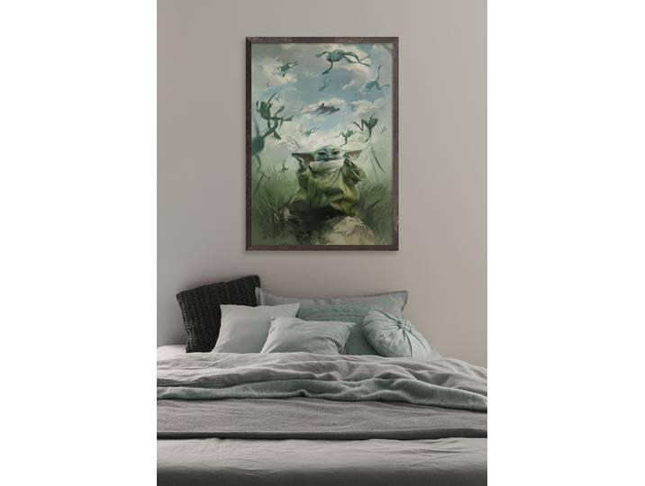 Wandbild KOMAR Star Wars The Mandalorian Grogu Frogs , bunt (farbe bild(er): blau,grün), Disney, 1 Stk., Vlies, Bilder, Wandbild, 30 x 40 cm (Breite x Höhe) - Kinderzimmer, Dekoration