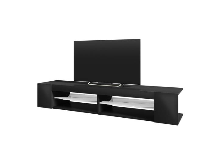 TV-Schrank Mitchell 180 cm Schwarz matt / Schwarz glänzend