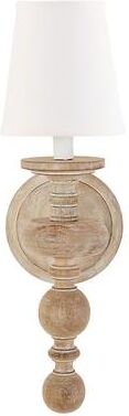 Peyton 1-Light Wood Sconce with Shade - Natural with Tall White Shade - Ballard Designs
