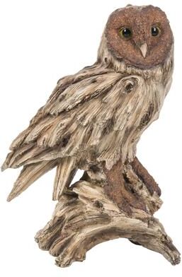 Hi-Line Gift Ltd. Driftwood Barn Owl On Stump Statue