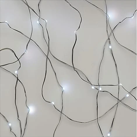 EMOS Nano-LED-Weihnachtskette silber, 4 m, innen und außen, kaltweiß, Timer