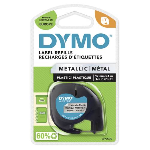 DYMO LT Bandfarbe: Silber (metallic) Schriftfarbe: Schwarz 12mm 4m S0721730
