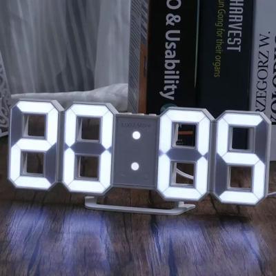 Inspired Finds 3D LED Digital Wall Clock Adjustable Glow Night Mode For Bedroom & Room Decor white