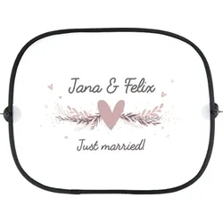 Auto Sonnenschutz Seitenscheibe personalisierbar im Design "Just married!"