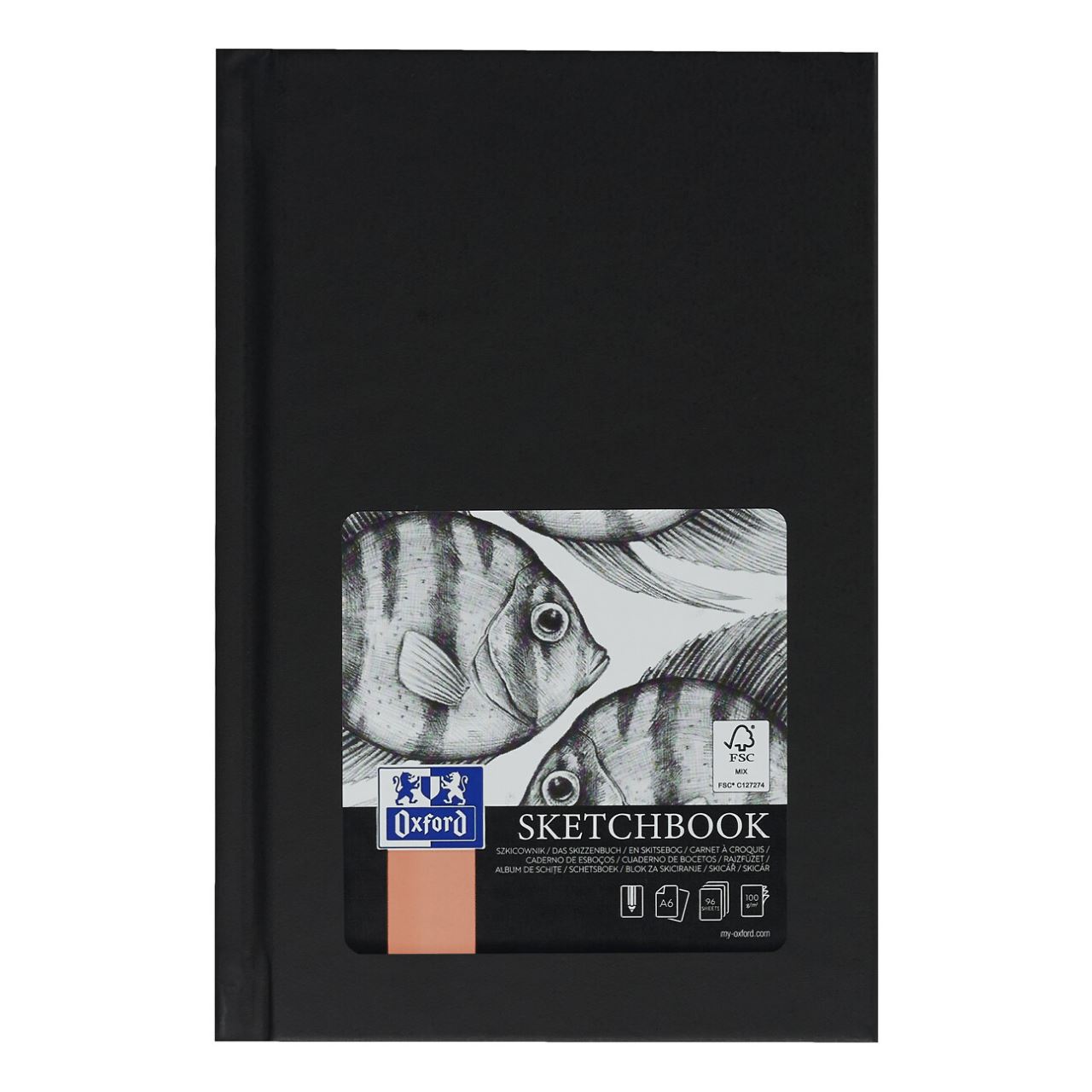 OXFORD Skizzenbuch Sketchbook DIN A6 blanko, schwarz Hardcover 96 Seiten