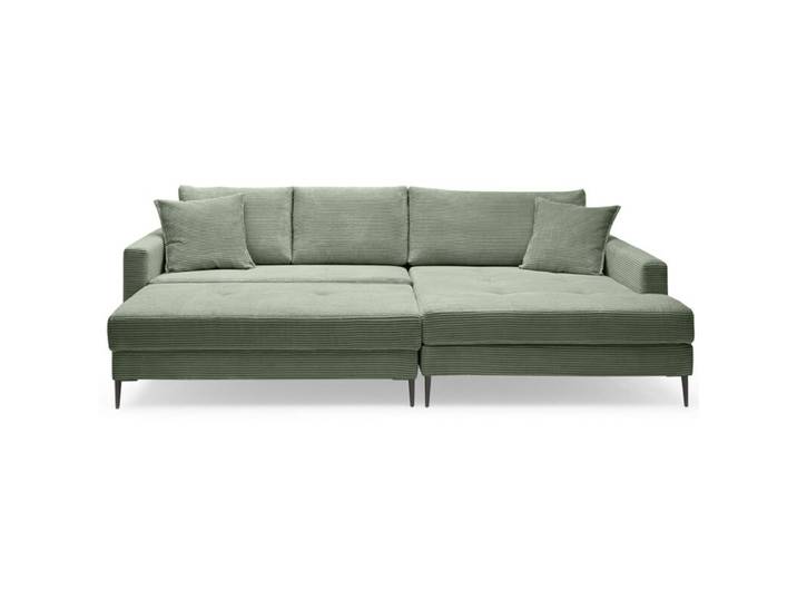 Trendstore Hilary Ecksofa in Cord mit Megahocker - Cord Zoom wintermoss - rechts Modern