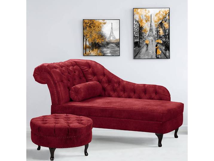 Polsterhocker Dale 80 x 80 x 45cm Rot Microfaser Rica: Bordeaux