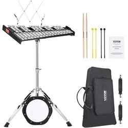 VEVOR Glockenspiel-Xylophon-Set mit 30 Noten, professionelles Schlaginstrumenten-Set mit Schlägeln, Trommelstöcken, Notenständer, 20 cm Übungspad, verstellbarem Ständer und Tragetasche