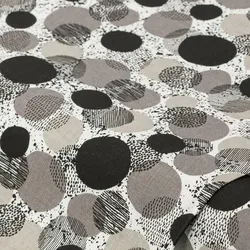 Baumwollstoff Kreise Dots "Mona", schwarz/weiß/grau