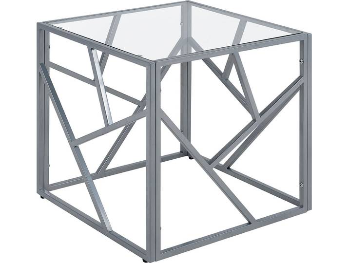 BELIANI Beistelltisch Silber Transparent 50 x 50 cm Zahlreichen Streben des Gestells Quadratisch Industriedesign Modern