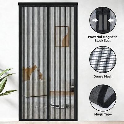 LightInthebox Magnetic Self-Closing Door Screen for Bedroom, Summer Mosquito Mesh Curtain, No-Drill Installation Partition Net for Home Room, Fly Screen