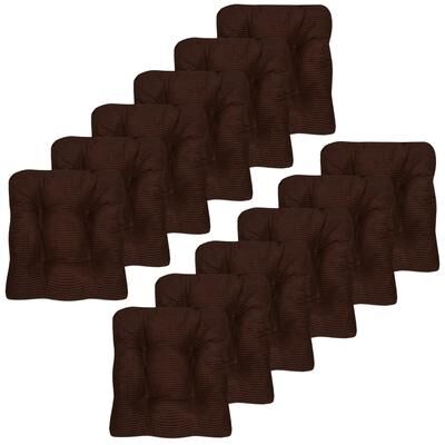 Sweet Home Collection Fluffy Memory Foam Tufted Chair Cushion Non Slip Microdot Rubber Back