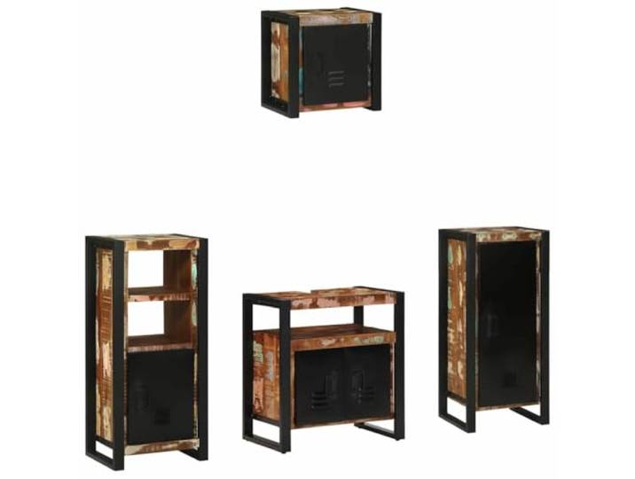 POUFGDR 4-teiliges Badezimmermöbel-Set, Wandschrank Robustes Eisen, Massivholztüren, Wandaufbewahrung, minimalistisches Design, für den privaten und gewerblichen Gebrauch