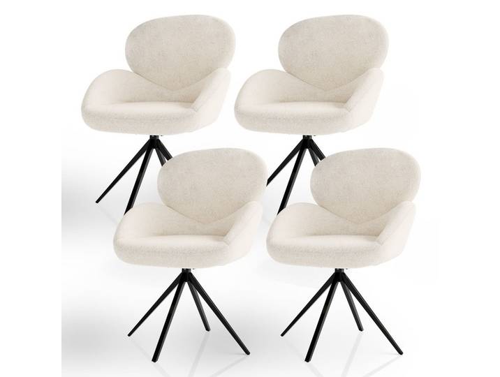 DREHSTUHL Albano Bouclé Creme (4er-Set)