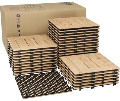 "Garvee Water Resistant 12""X12"" Wood Patio Flooring Deck Tiles for Indoor & Outdoor Use"
