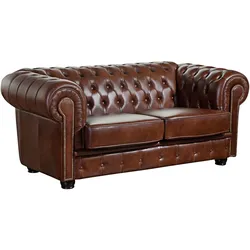 SOFA 2-Sitzer Kath Bezug Wischleder Buche nussbaum dunkel / braun