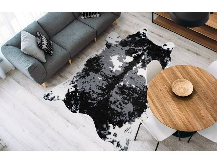 Teppich CALO-DELUXE Amun 202 Gr. 41, schwarz (schwarz, weiß), B:160cm H:19mm L:230cm, Kunstfaser, Teppiche, Teppich, Kunstfell, Wohnzimmer