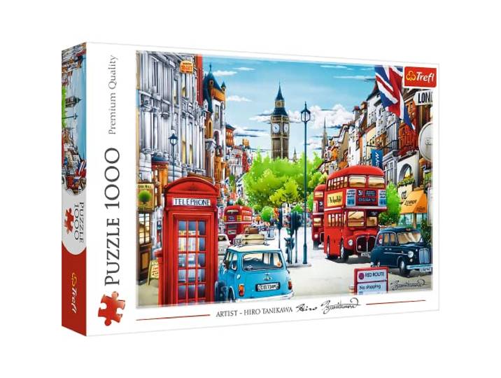 Trefl - London Street Puzzle - 1000 elementen, stad, uitzicht op de Londense straat, Engeland, Big Ben, gebouw, doe-het-zelf puzzel, creatief vermaak, cadeau, fun, klassieke puzzel