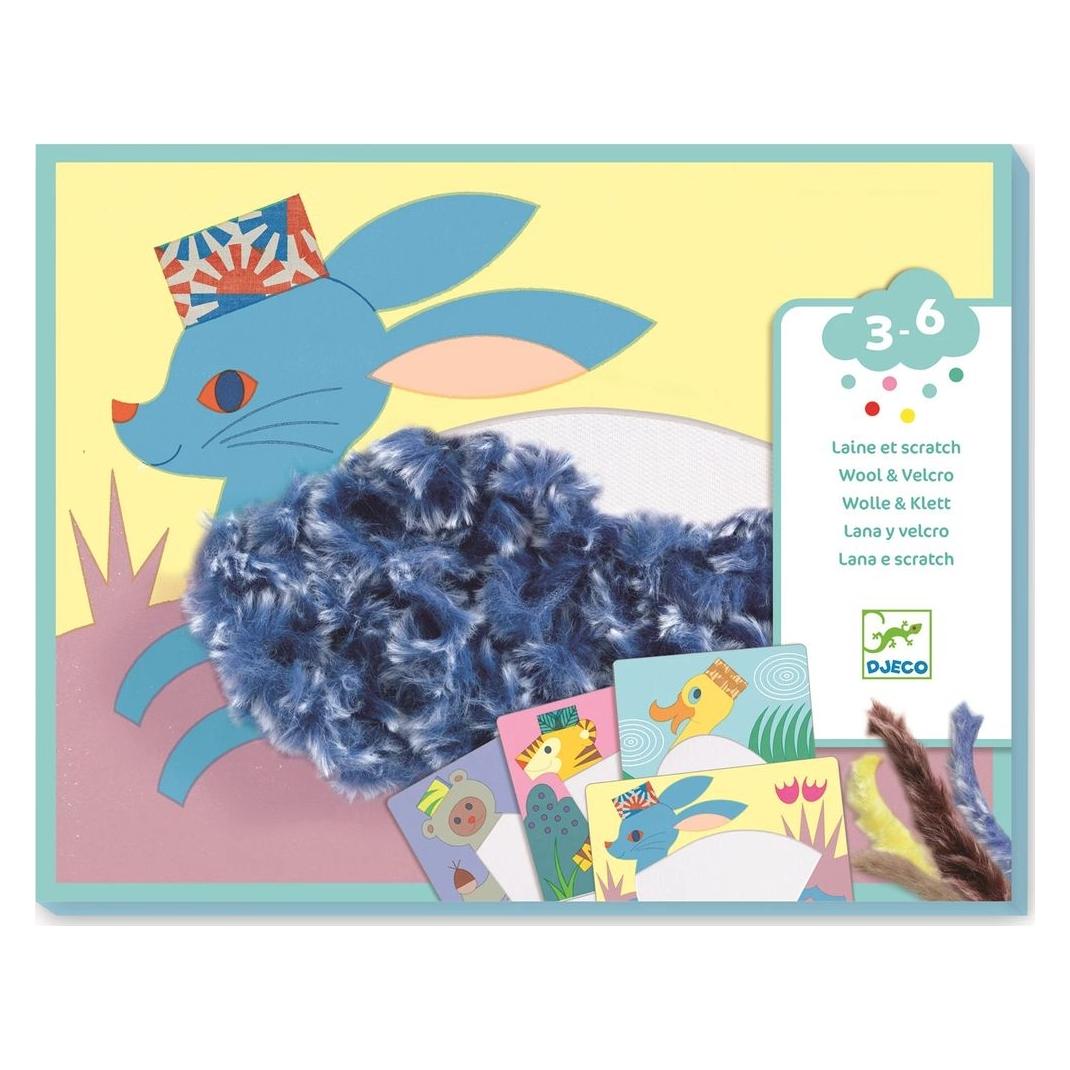 Djeco Collage Wolle & Klett Tiere mit Hut (DJ09127)