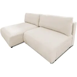 ECKSOFA Sora mit Schlaffunktion, Bettkasten und extra tiefer Komfortzone aus hochwertigem Hellbeige Strukturstoff