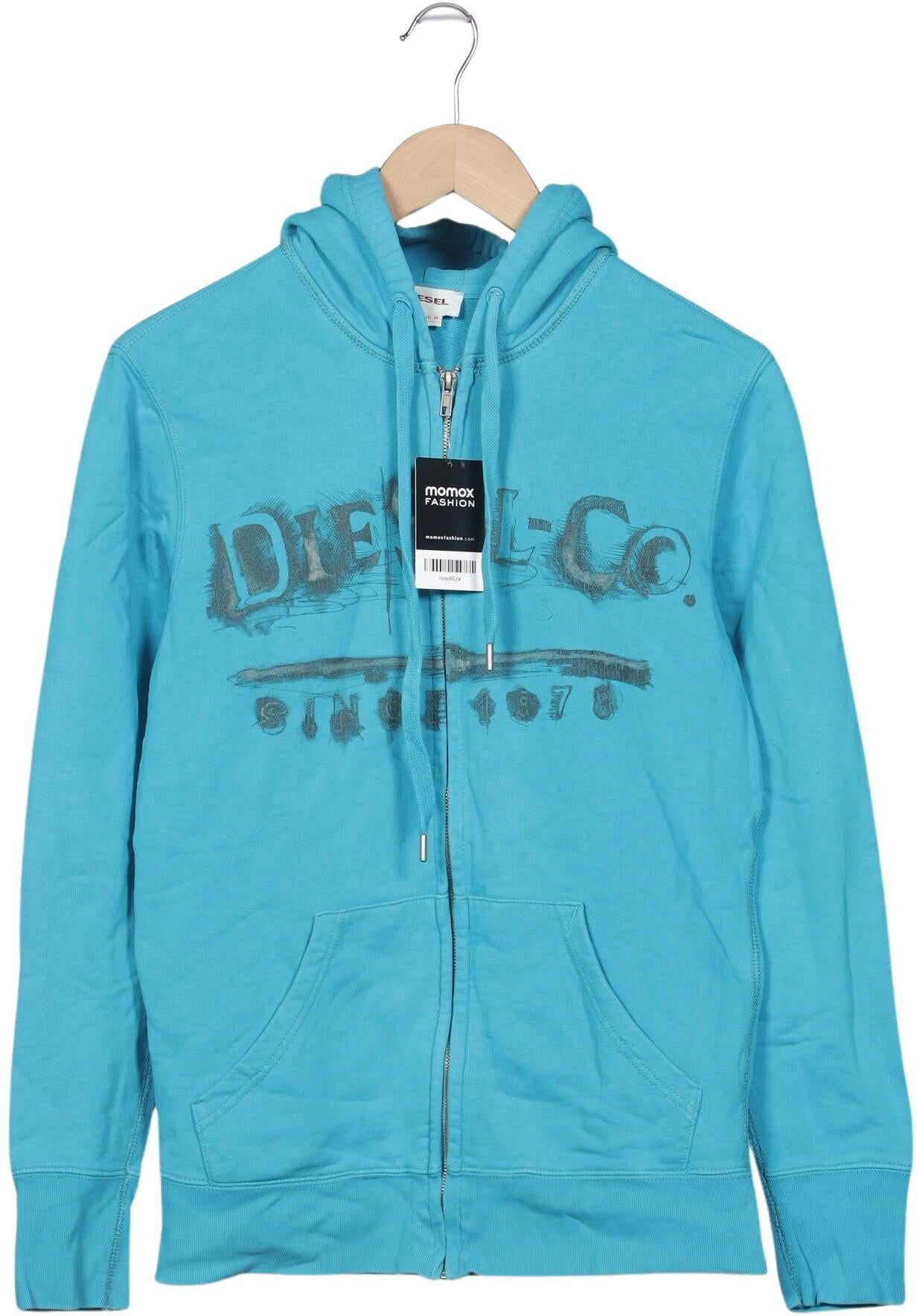 Diesel Herren Kapuzenpullover, Türkis, Gr. M, Baumwolle - Second Hand