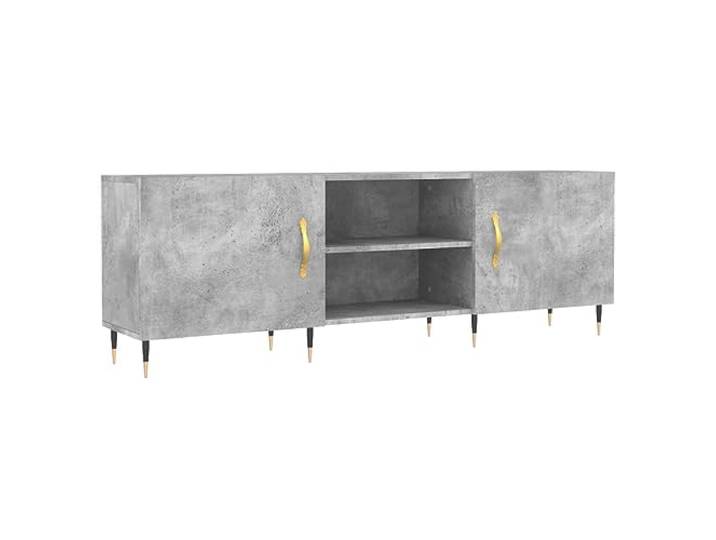 KUPTYERFG TV-Schrank Betongrau 150x30x50 cm Lowboard Fernsehtisch Stabiles Mediencenter mit 4 Fächern und Eisenbeinen für Wohnzimmer und Schlafzimmer in Betongrau.