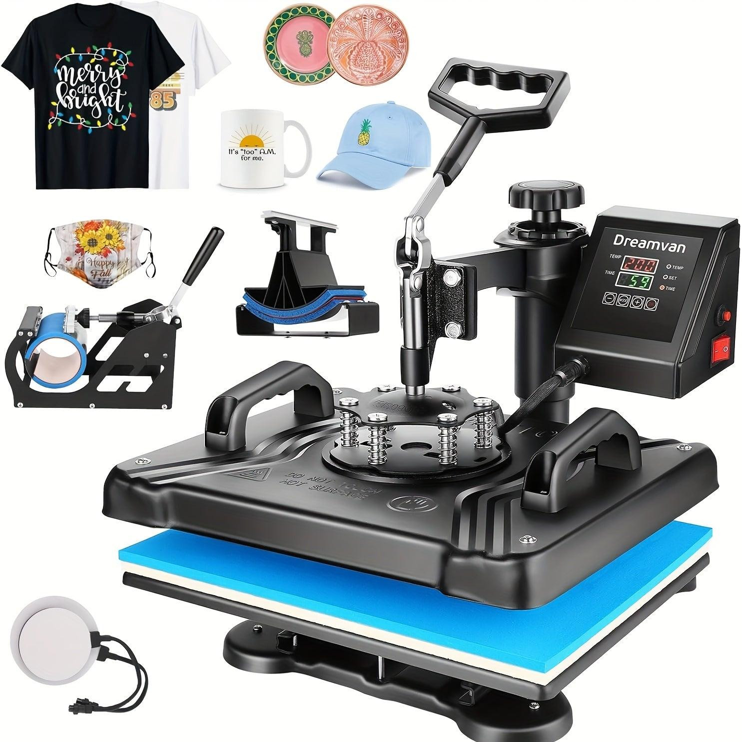 Selius 8-in-1 Multifunctionele Warmtepers voor Sublimatie, T-shirts en Mokken