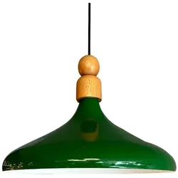 Bamyum Champion Holz Metall E27 Moderne Grün Pendellampe
