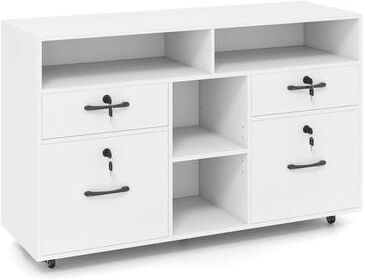 Mobile File Cabinet w/Lock & File Drawers & Adjustable Shelf
