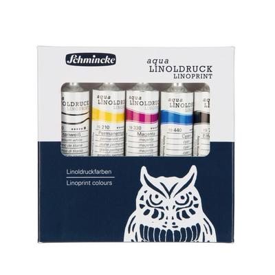 Schmincke Aqua Linoldruck Farben, Kartonset, 5 x 20 ml Tuben