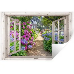 WANDTATTOO Hortensie - Durchsichtig - Blumen - Sommer - Lila - Weg Wandsticker 120x80 cm