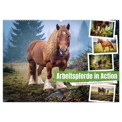 Arbeitspferde in Action (Wandkalender 2027 DIN A2 quer), CALVENDO Monatskalender