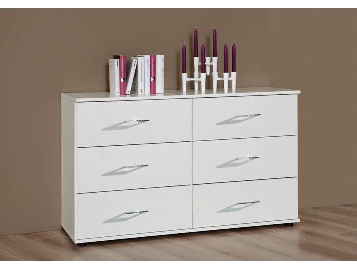 Schubkastenkommode WIMEX Anna , weiss (weiß), B:130cm H:82cm T:42cm, Sideboards, Schubkastenkommode